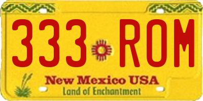 NM license plate 333ROM