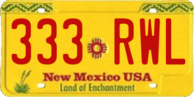 NM license plate 333RWL