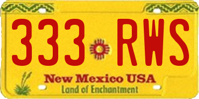 NM license plate 333RWS
