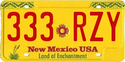 NM license plate 333RZY