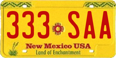 NM license plate 333SAA