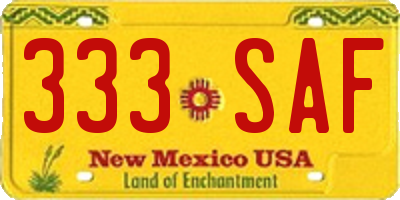 NM license plate 333SAF