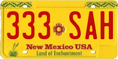 NM license plate 333SAH