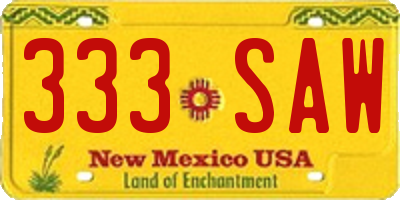NM license plate 333SAW