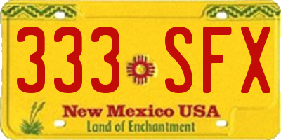 NM license plate 333SFX