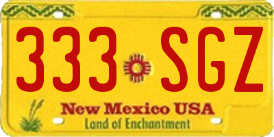 NM license plate 333SGZ