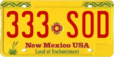 NM license plate 333SOD