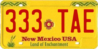 NM license plate 333TAE