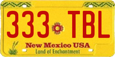 NM license plate 333TBL