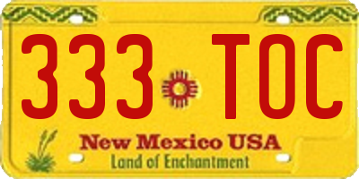 NM license plate 333TOC