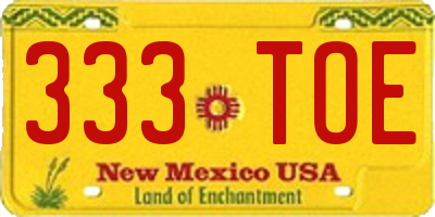 NM license plate 333TOE