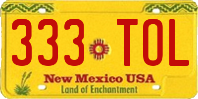 NM license plate 333TOL