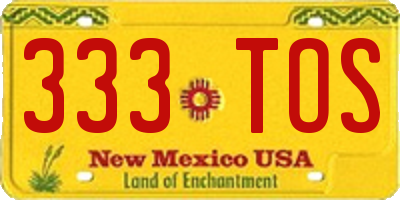 NM license plate 333TOS