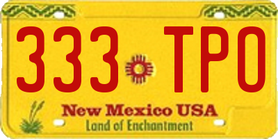 NM license plate 333TPO