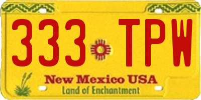 NM license plate 333TPW