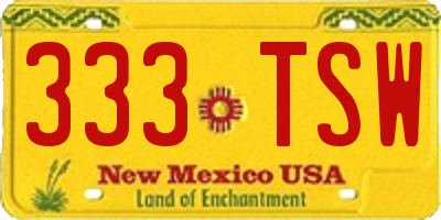NM license plate 333TSW