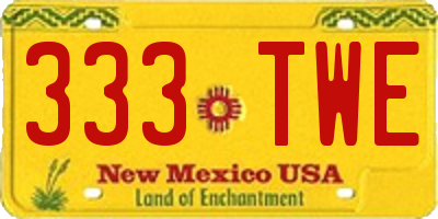 NM license plate 333TWE