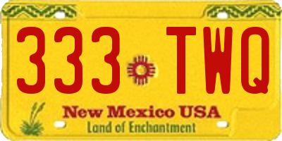 NM license plate 333TWQ