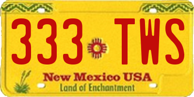 NM license plate 333TWS