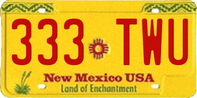 NM license plate 333TWU