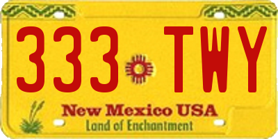 NM license plate 333TWY