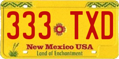 NM license plate 333TXD