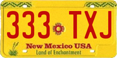 NM license plate 333TXJ