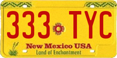 NM license plate 333TYC