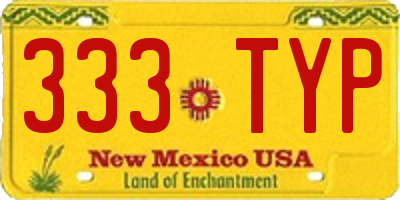 NM license plate 333TYP