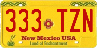 NM license plate 333TZN