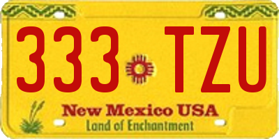 NM license plate 333TZU