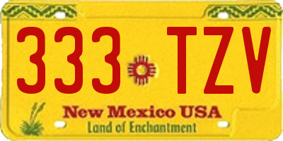 NM license plate 333TZV