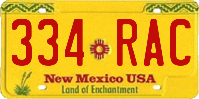 NM license plate 334RAC