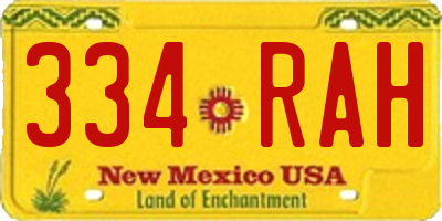 NM license plate 334RAH