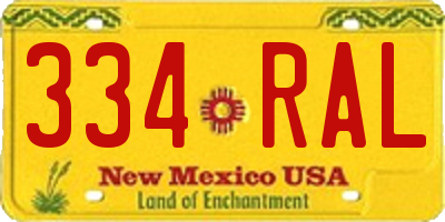 NM license plate 334RAL