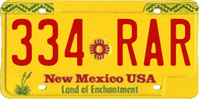 NM license plate 334RAR