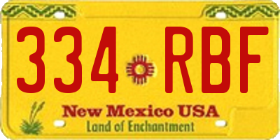 NM license plate 334RBF