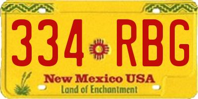 NM license plate 334RBG