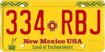 NM license plate 334RBJ