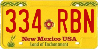 NM license plate 334RBN