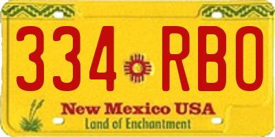 NM license plate 334RBO