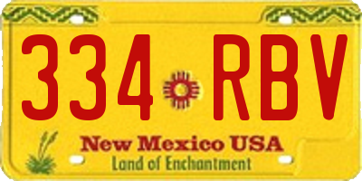 NM license plate 334RBV