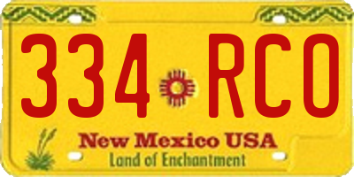NM license plate 334RCO