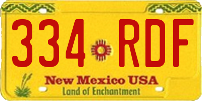NM license plate 334RDF