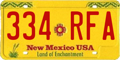 NM license plate 334RFA