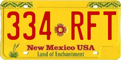 NM license plate 334RFT