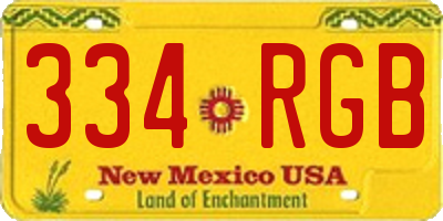 NM license plate 334RGB