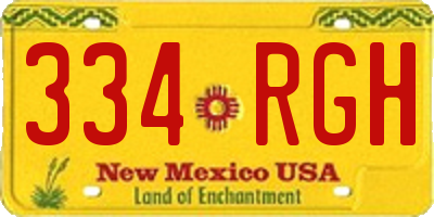 NM license plate 334RGH