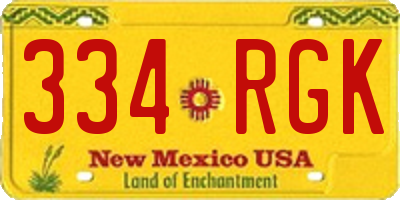 NM license plate 334RGK