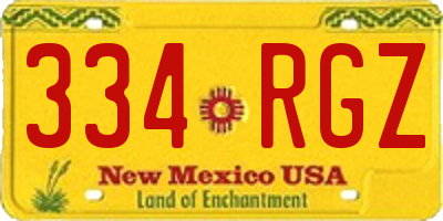 NM license plate 334RGZ
